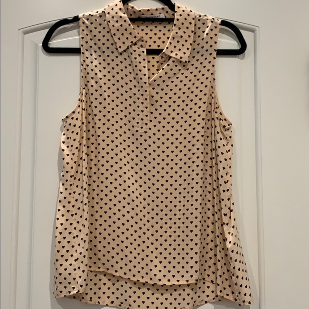 Equipment Sleeveless Silk Shirt w/ Heart Design